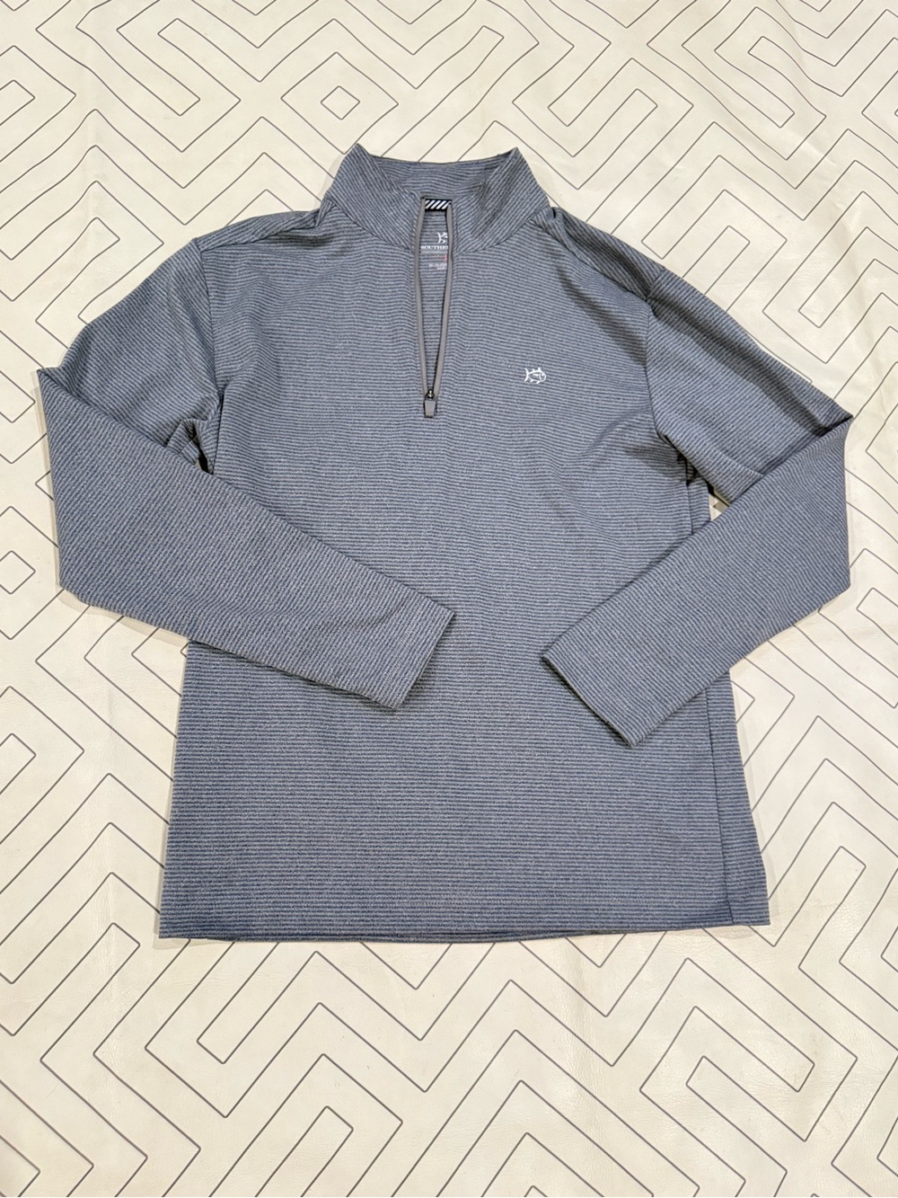 Southern Tide Grey Striped Quarter Zip